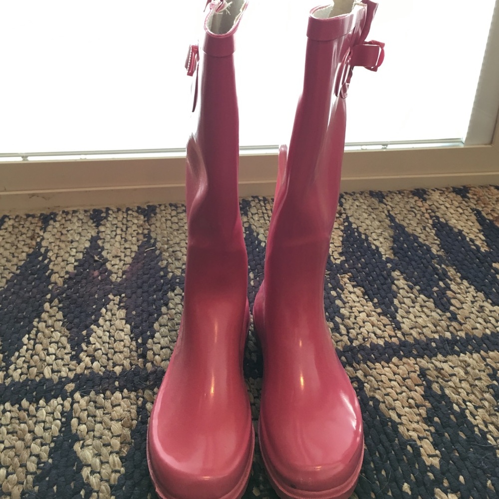 Pink rain boots