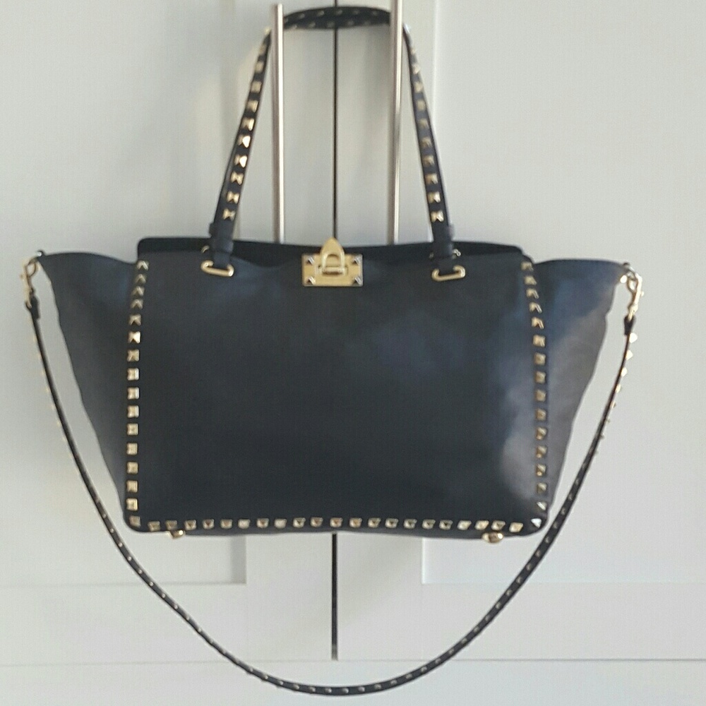 Valentino Rockstud Trapeze Large Black satchel