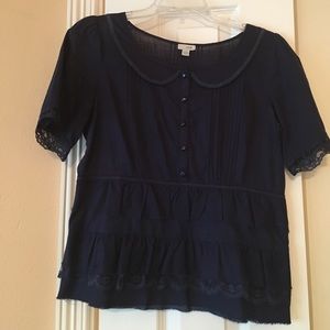 Anthropologie Ruffled Cropped Blouse
