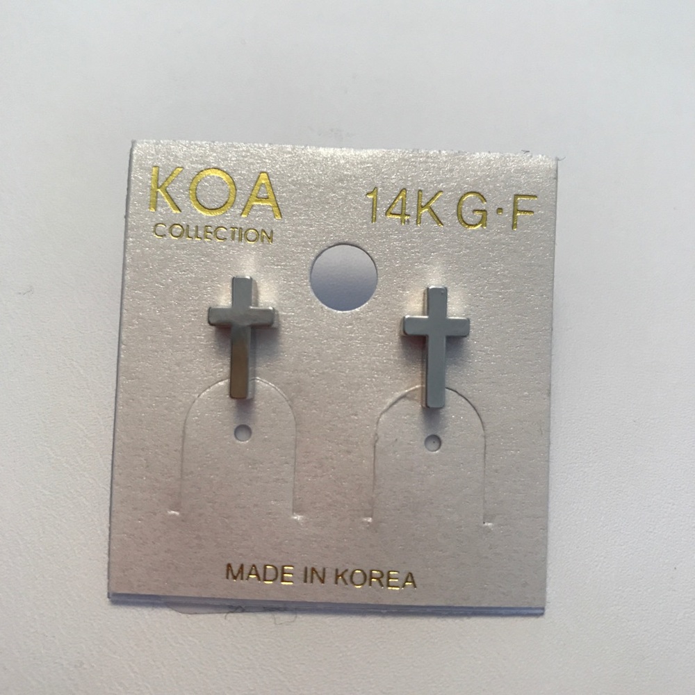 NEW! 14K-GF Cross Earrings