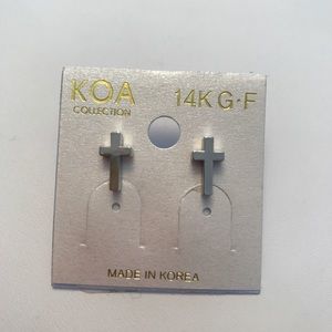 NEW! 14K-GF Cross Earrings