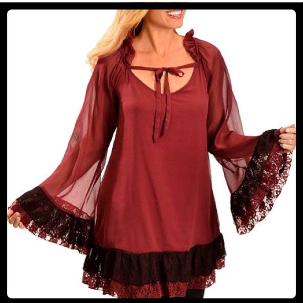 BURGUNDY LACE DRESS - Picture 2 of 7