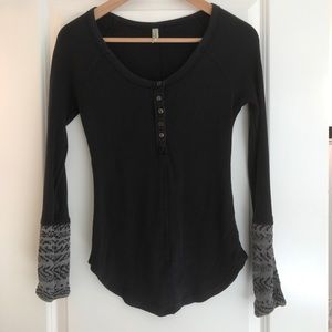 🎉SALE🎉 Free people black long sleeve waffle top