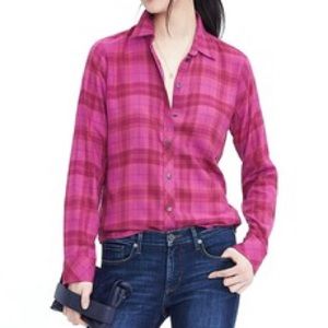 NWOT Button down plaid shirt PXS