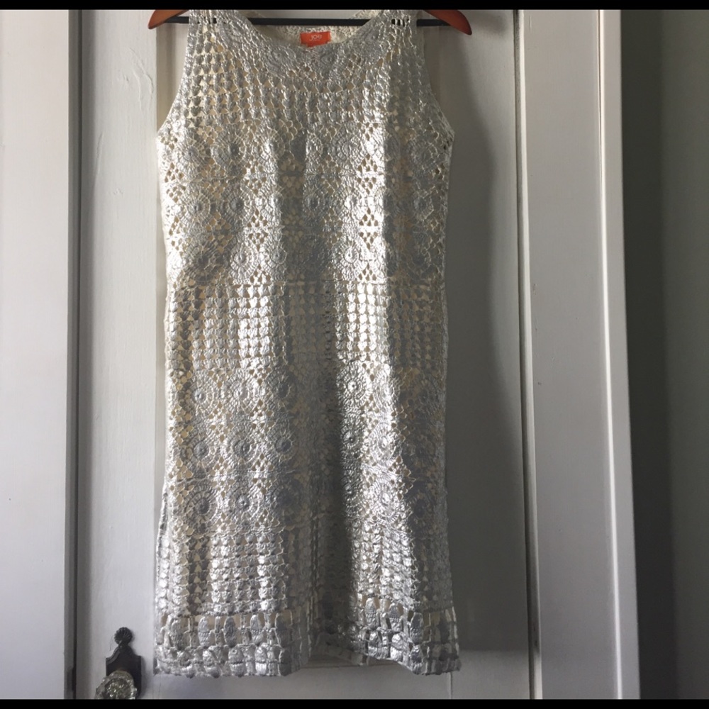NWT Joe Fresh metallic crochet shift dress sz Med