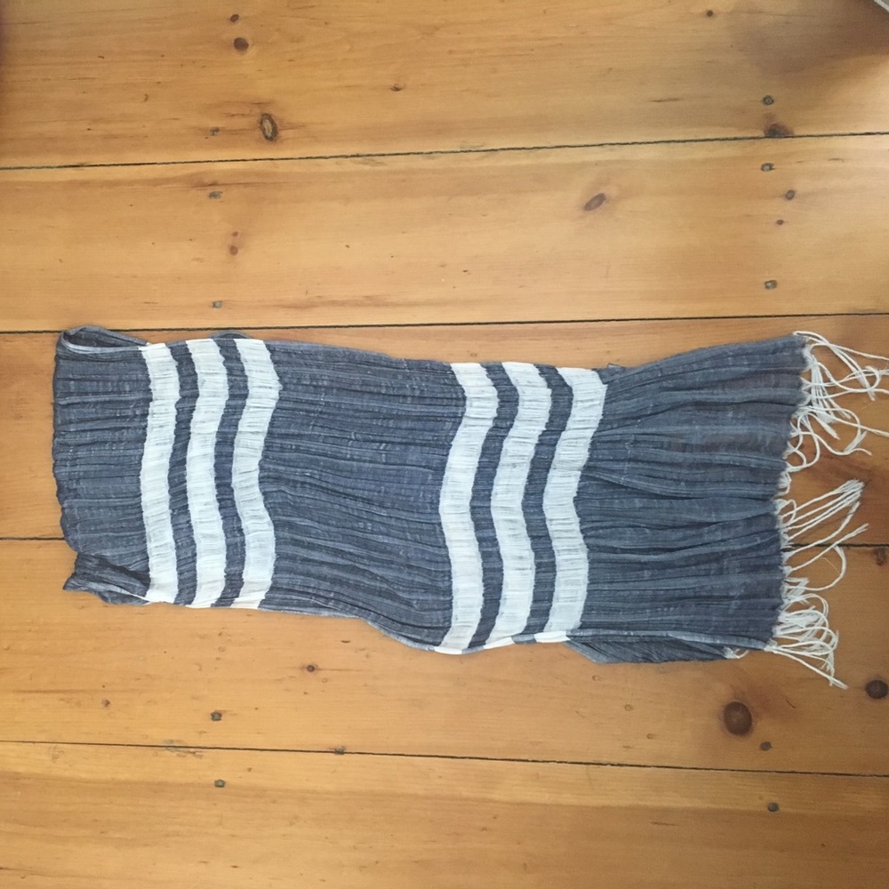 Blue and White Striped Scarf