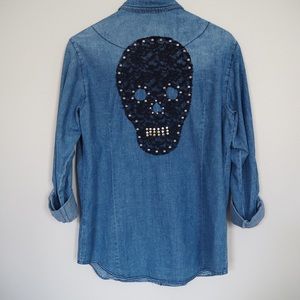 LF Millau Jeans Jacket with Studs & Skull Design