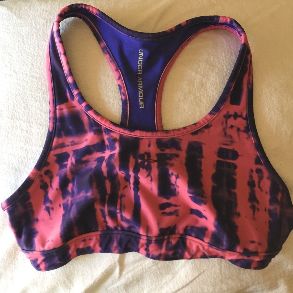 Pink and purple tie dye Under Armour sports bra