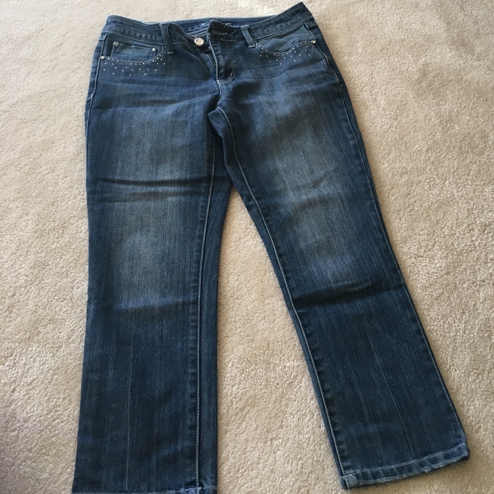 Inc cropped jeweled jeans