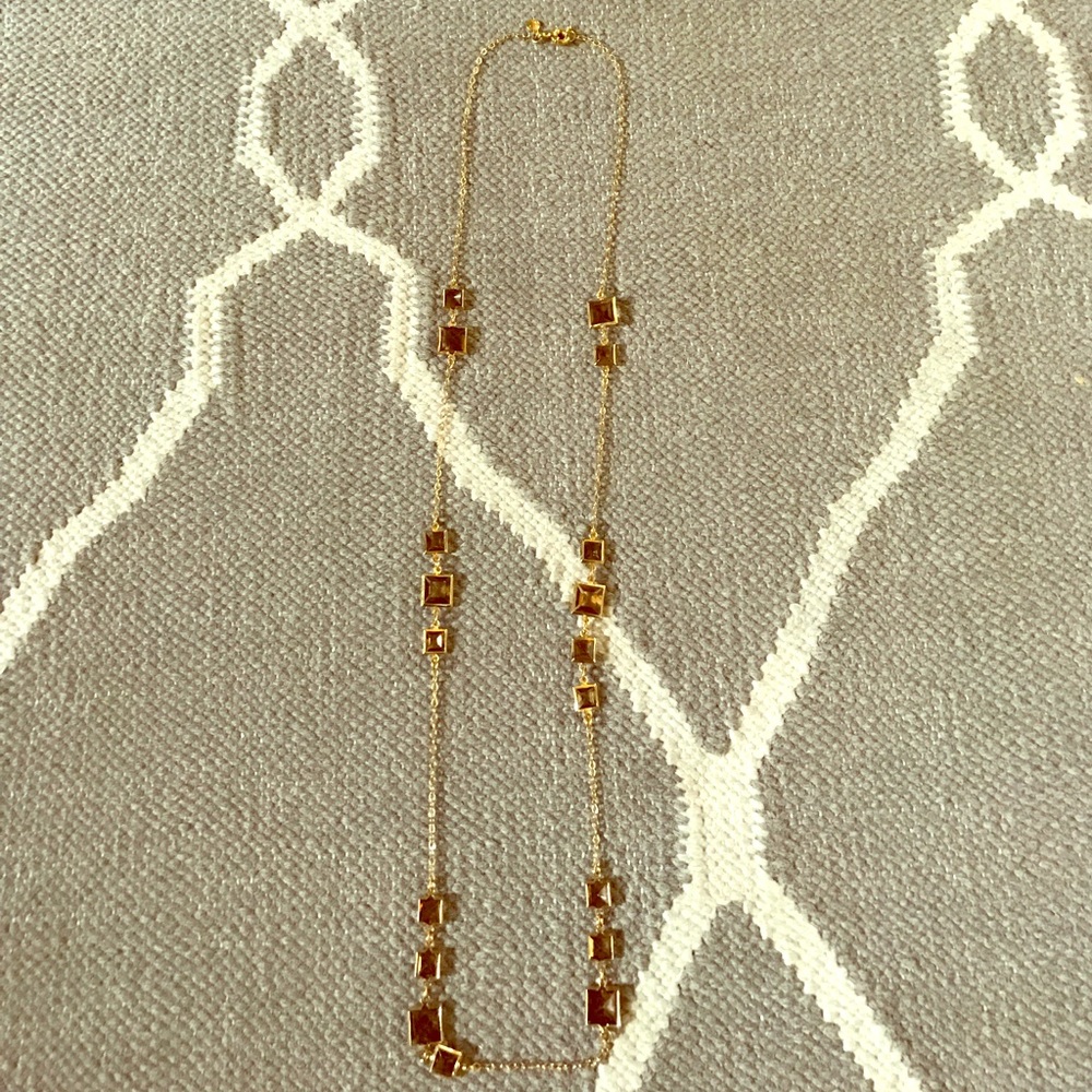 J.Crew long pendent necklace with amber stones