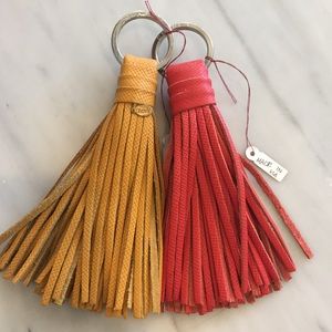 Clare V tan keychain