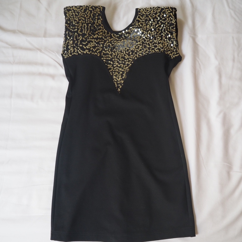 LF Renee Black and Gold Sequence Mini Dress