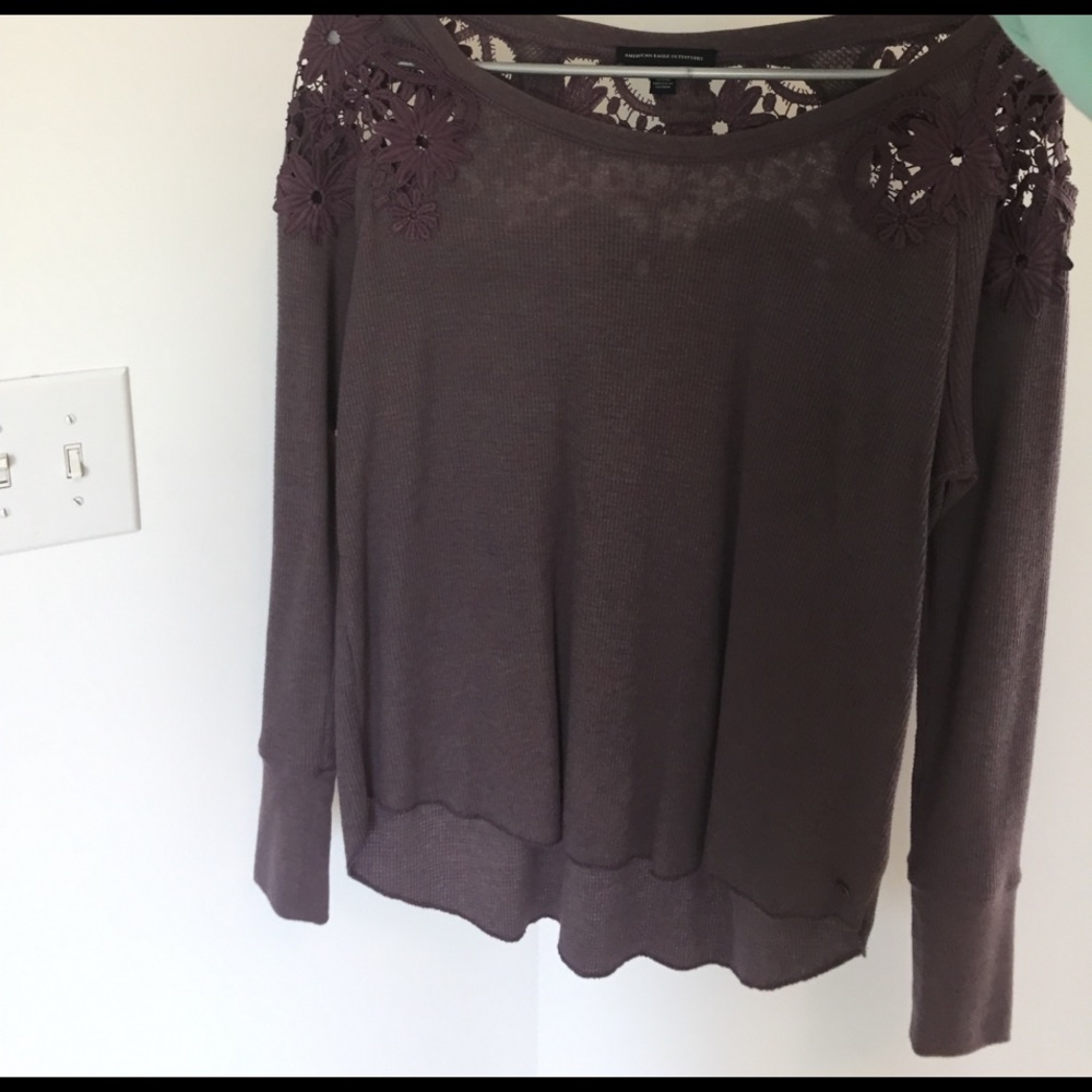 American Eagle purple flower shirt
