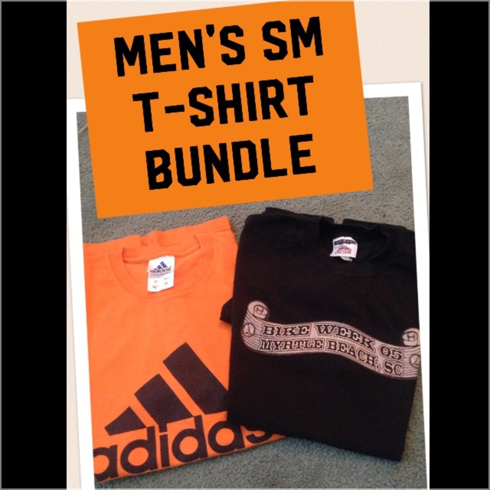 Men's Small T-Shirt Bundle, 1 Adidas and 1 Harley