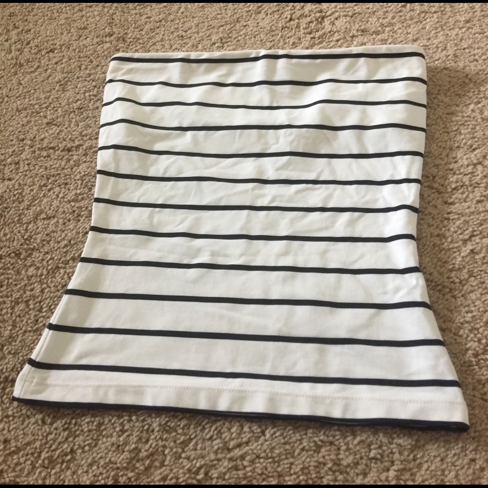 White and black strip halter top
