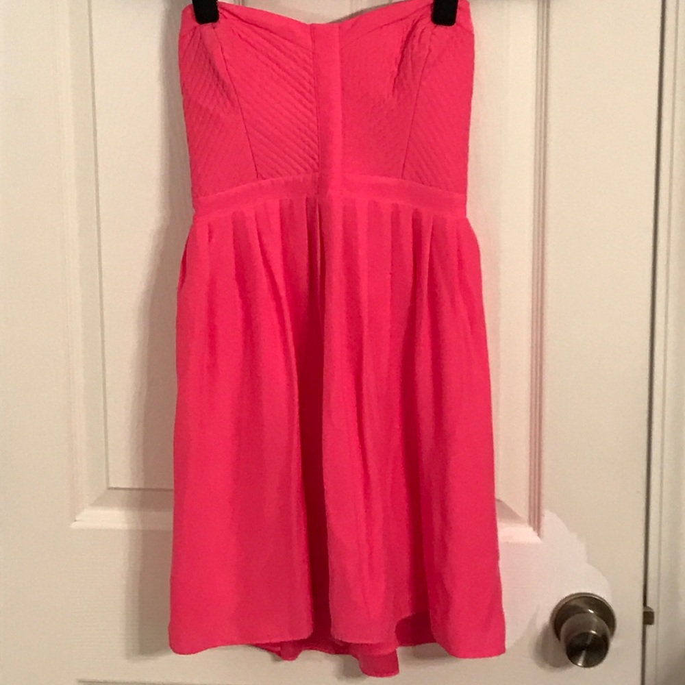 Parker hot pink strapless bustier top dress-xs