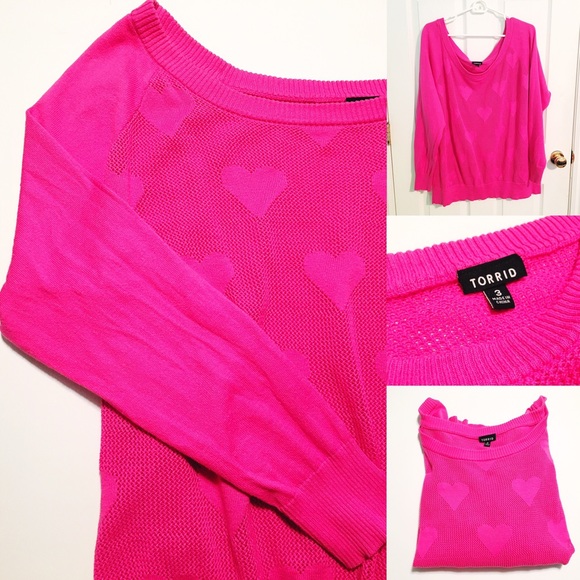 torrid Tops - Hot Pink Heart Sweater torrid Tops - Hot Pink Heart Sweater