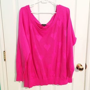 torrid Tops - EUC Hot Pink Heart Sweater torrid Tops - EUC Hot Pink Heart Sweater