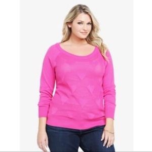 torrid Tops - EUC Hot Pink Heart Sweater torrid Tops - EUC Hot Pink Heart Sweater