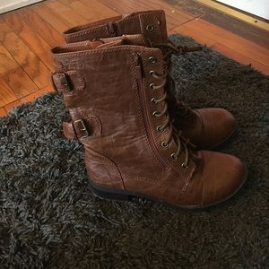 Combat Boots Brown Moto Boots