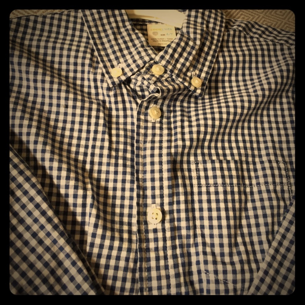Boys Crew Cuts gingham long sleeved shirt