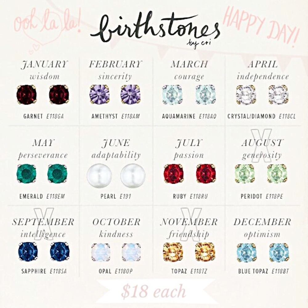 10+ c+i Birthstone Studs! various colors