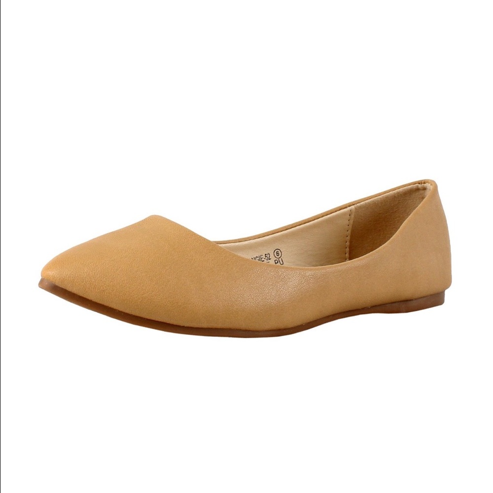 Angie-52 Classic Pointy Toe Ballet PU Slip On