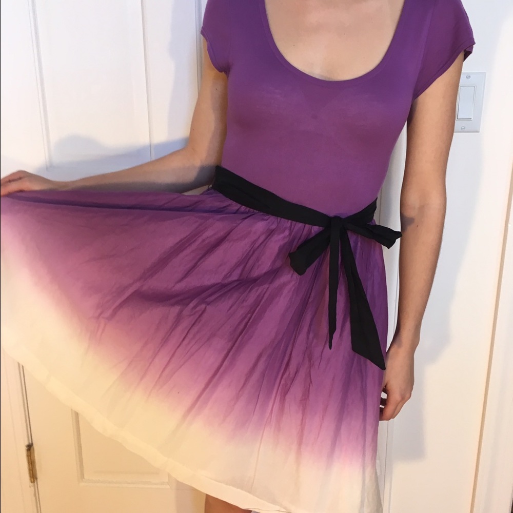 Mac & Jac Ombré Purple & White Dress with Ribbon