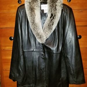 Chadwick's fur collar leather jacket
