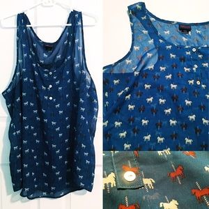 torrid Tops - EUC Chiffon Carousel Horse Tank torrid Tops - EUC Chiffon Carousel Horse Tank