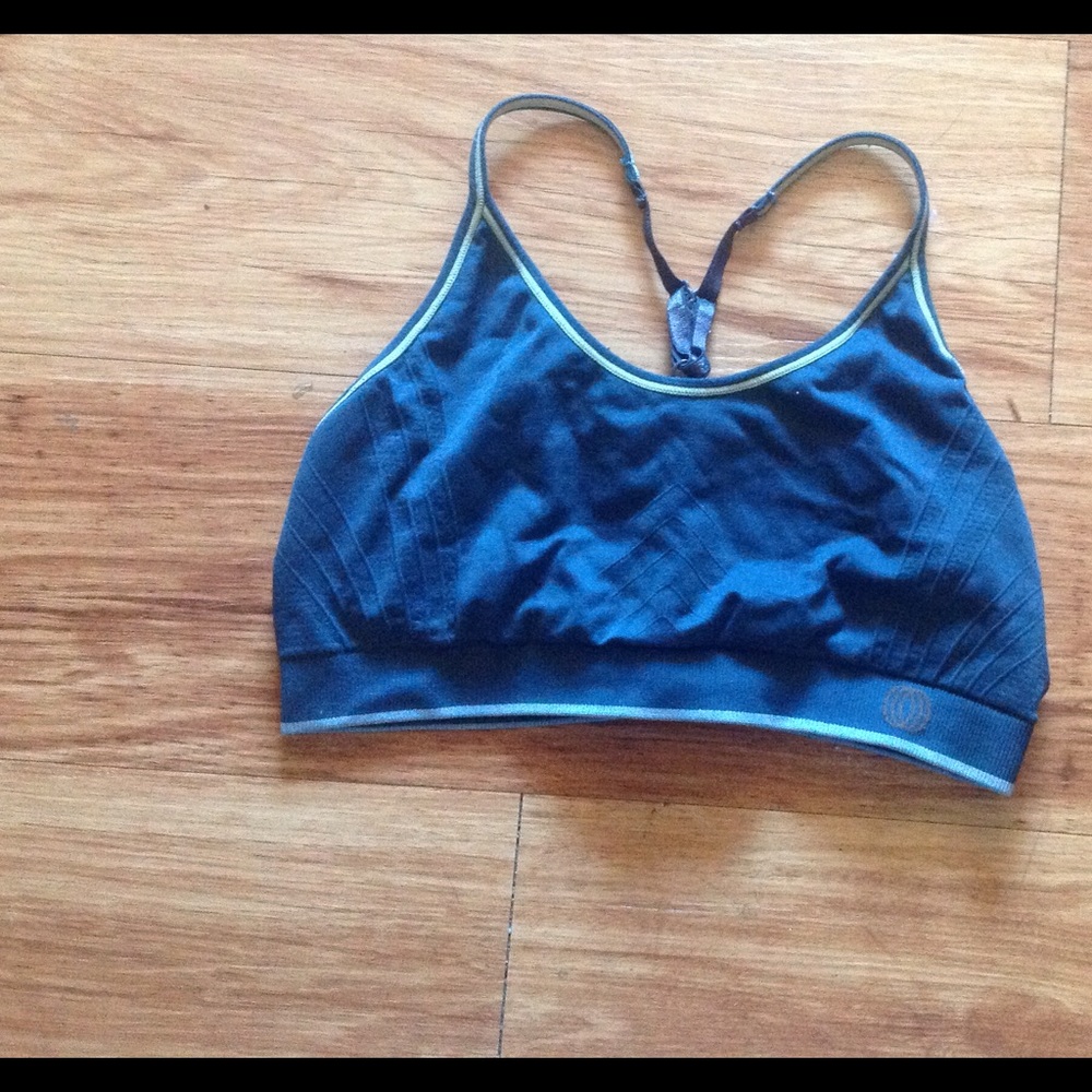 Gray and green sports bra