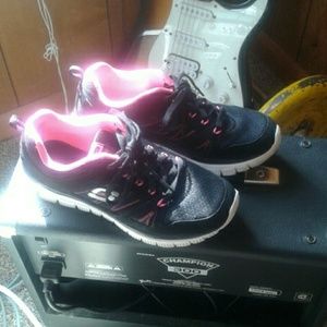 Sketcher pink and black shoes!