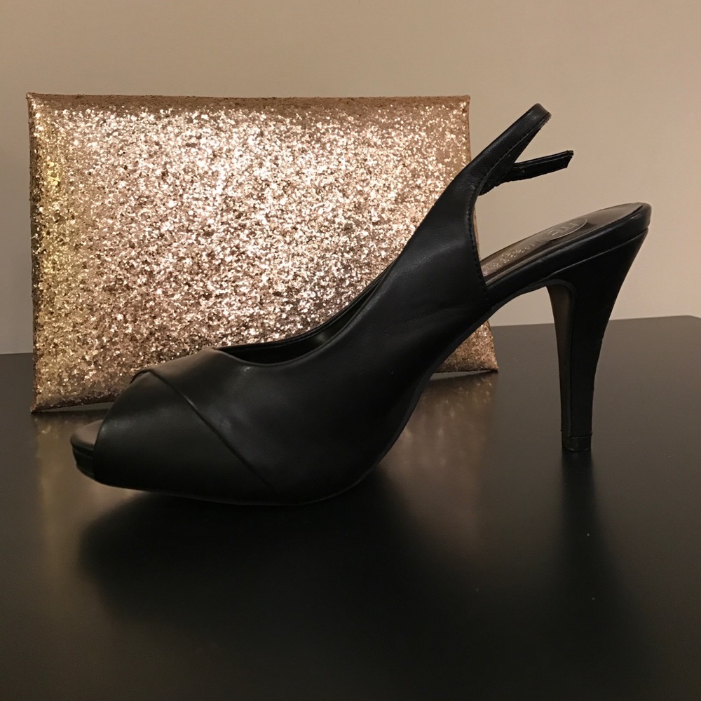 Black peep toe heels