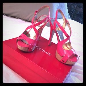 Pink strappy GUESS heels