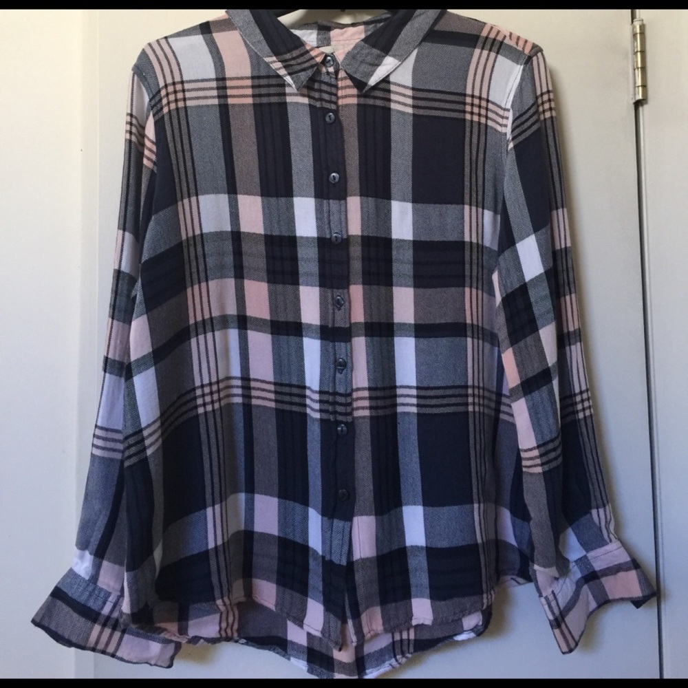 Navy pink & white button down shirt