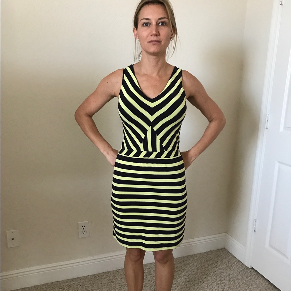 Cremieux Sleeveless V-neck/V-back striped dress