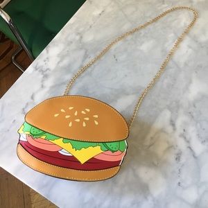Cheeseburger Bag / Hamburger Purse Gold Chain Food