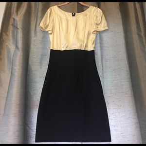 White silk topped dress with black bottom