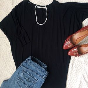 Black dolman sleeve jersey tunic