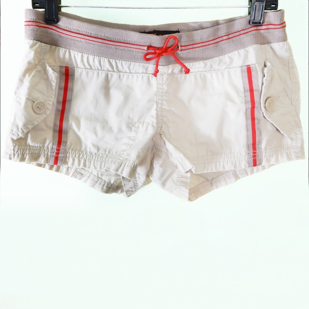 Red & Beige Pin Striped Athletic Shorts