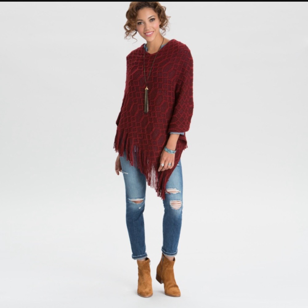  burgundy poncho