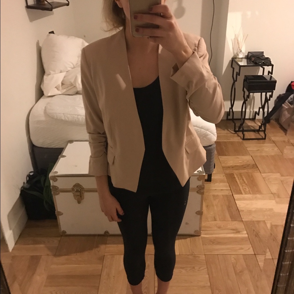 Nude Blazer w/ Sleeve Detailing