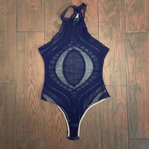 Black bodysuit with nude lining