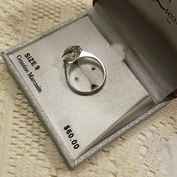 Silver Luxuries Silver Plate Round Cubic Zirconia with Marcasite Accents Ring - Picture 3 of 5