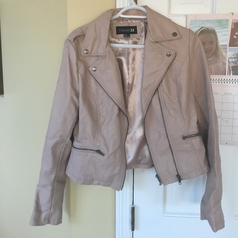 Faux leather pink jacket
