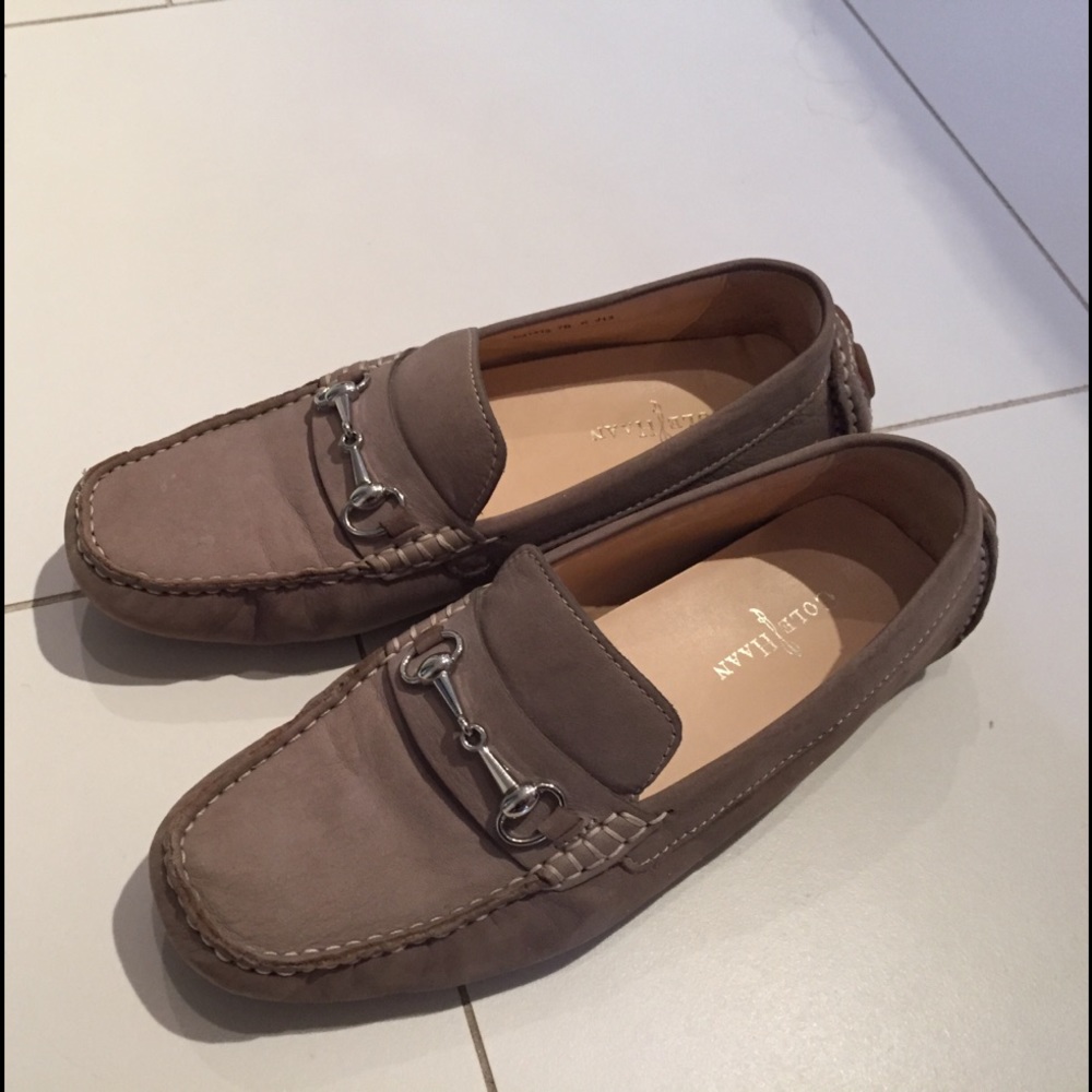 Cole Haan grey nubuck suede driving moccasins