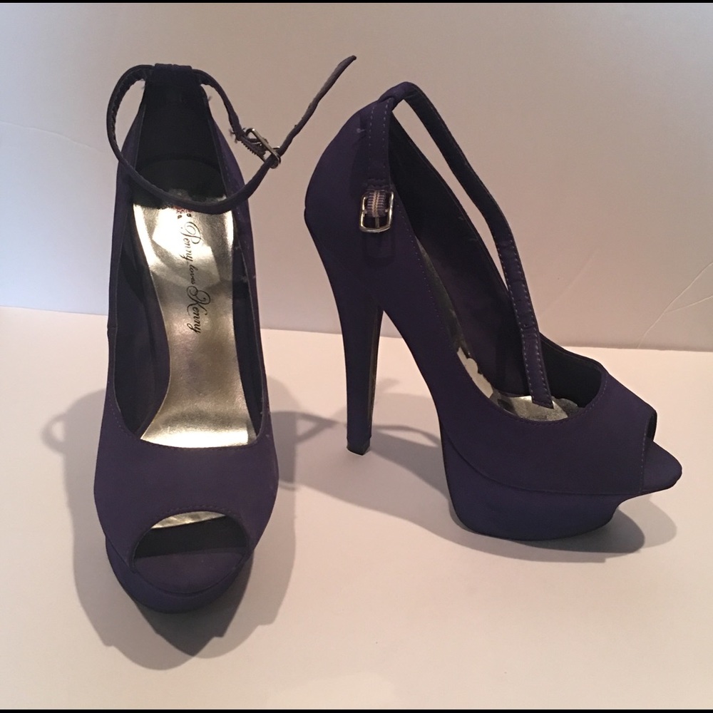 New 7.5 dark periwinkle platform stilettos.