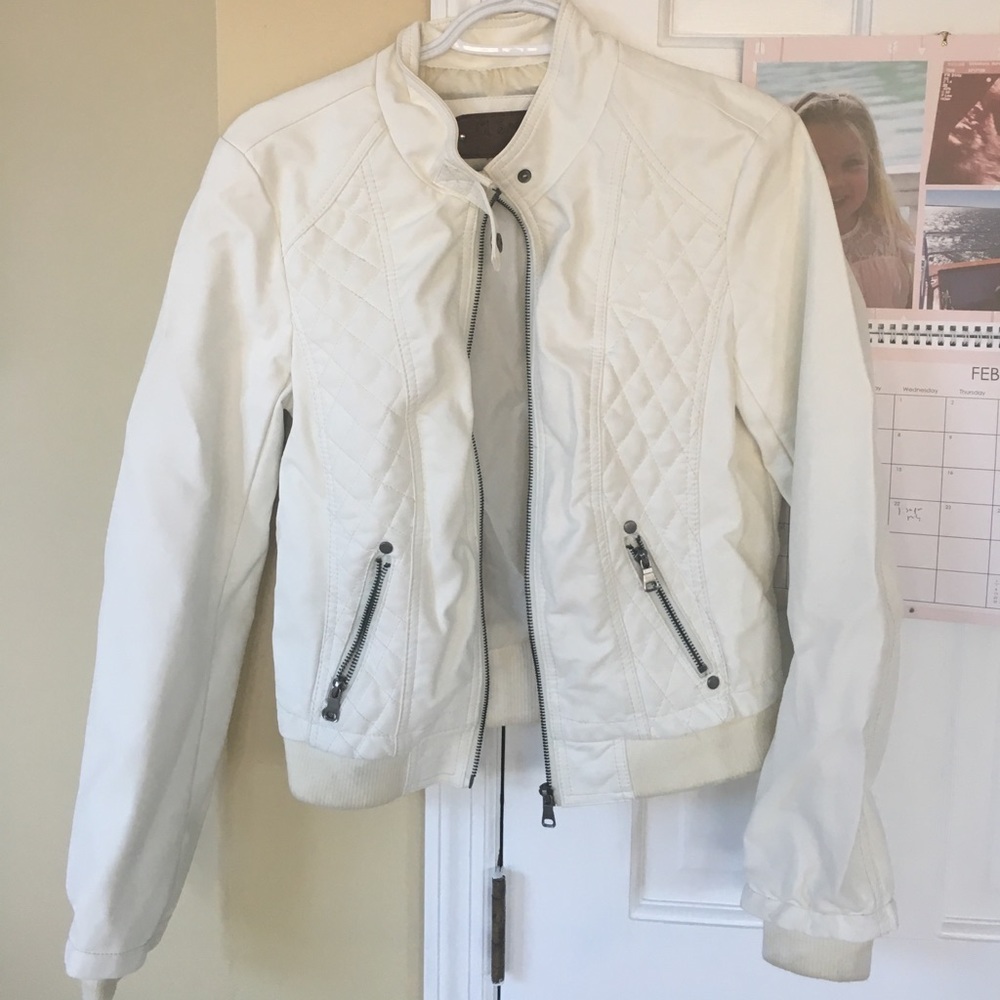 White faux leather jacket