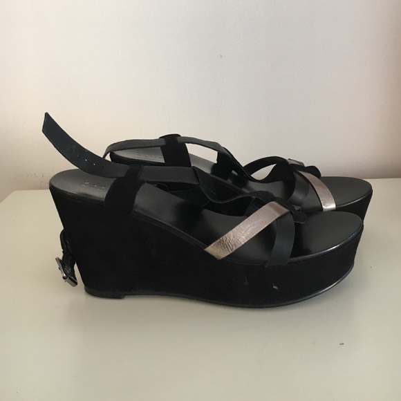 Barneys black wedge sandals. Size 39. NIB! - Picture 4 of 6