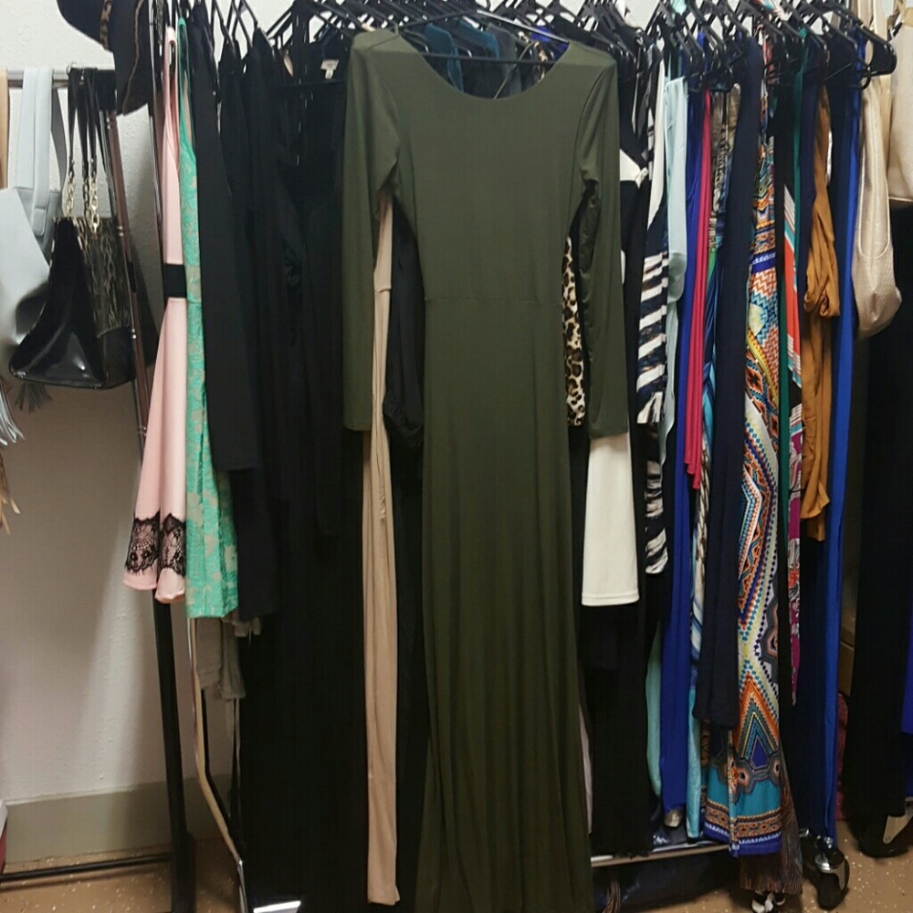 Olive Green Forever 21 Criss Cross Back Dress